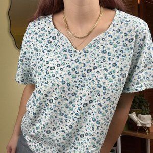 Vintage Floral Tee With Unique scoop neckline